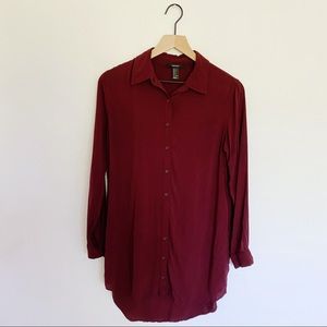 F21 Maroon Shirt Dress